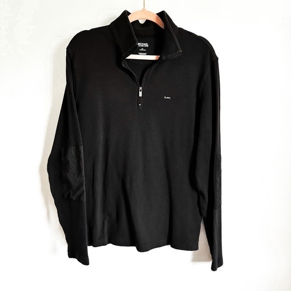 Michael Kors Black Waffle Knit 3/4 Zip Pullover Top sz Medium - Picture 1 of 8